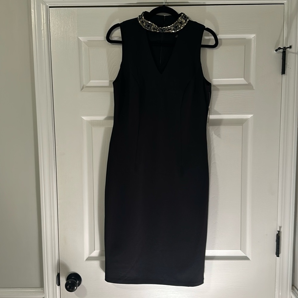Black sheath dress with bedazzled collar!